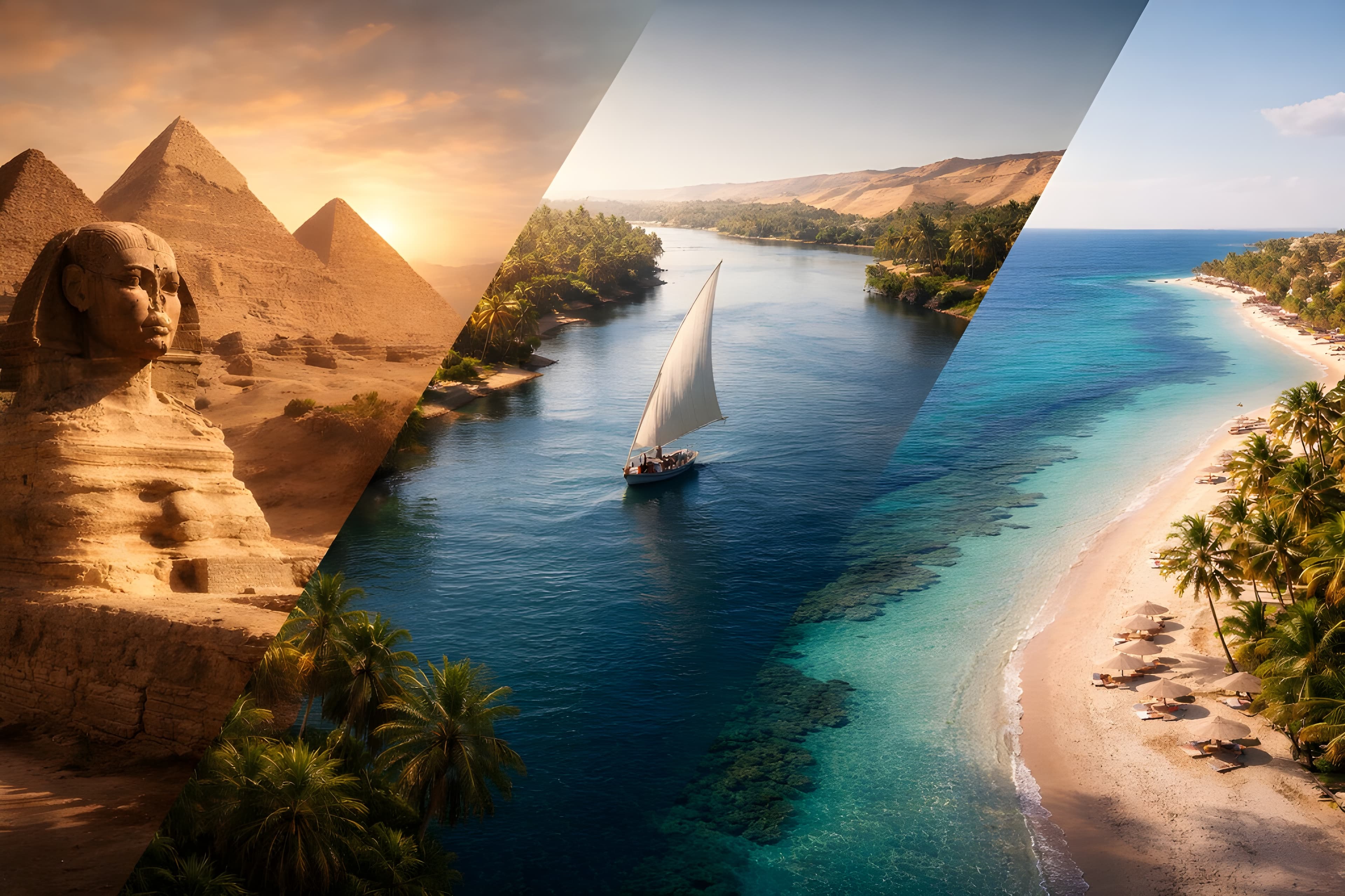 Ancient Egyptian Pyramids at sunset